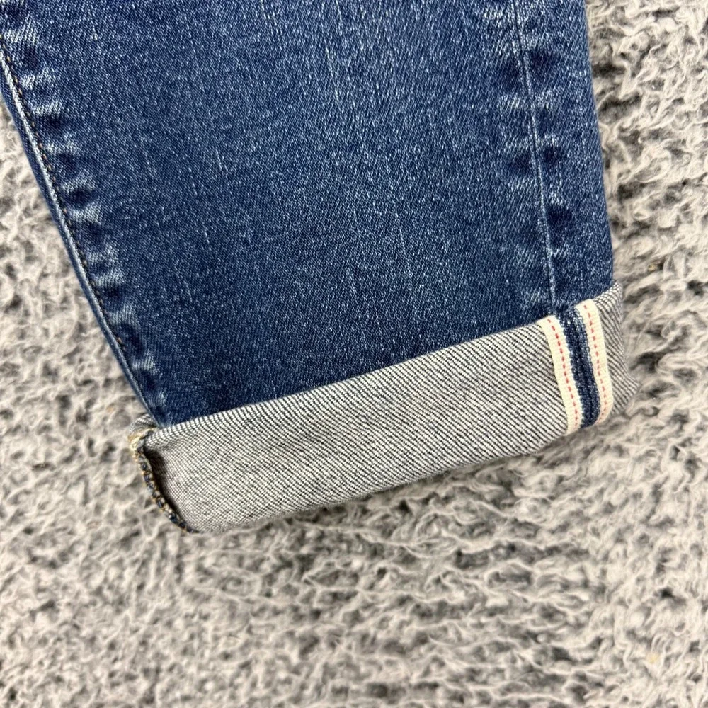 Uniqlo Selvedge Jeans Mens 31x32 Blue Dark Denim Slim Straight Faded Whiskers - Picture 2 of 15